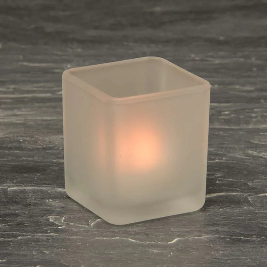 20 Pack Square Cube Frosted Glass 5cm Tealight Candle Holder Festival Decor Wedding Propose Parties Holiday and Home Decor - Mekamart Australia