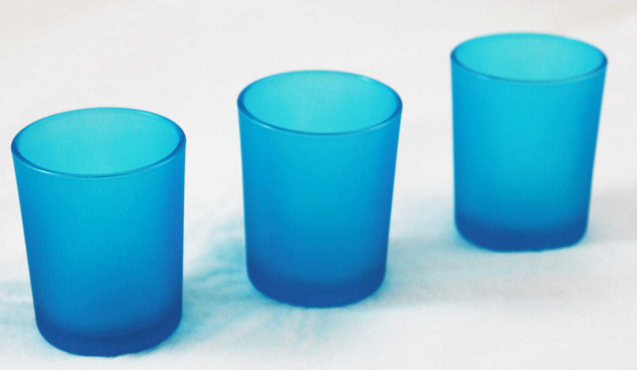 40 Pack Turquoise Frosted Glass Votive Tealight Candle Holders House Party Centerpiece Xmas Wedding Decor Glass Candlestick Party Decorations Bridal Baby Shower Event