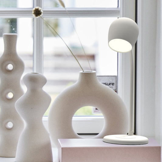 Kreafunk Ellie Lamp W/ Qi Charger And Bluetooth Speaker - White