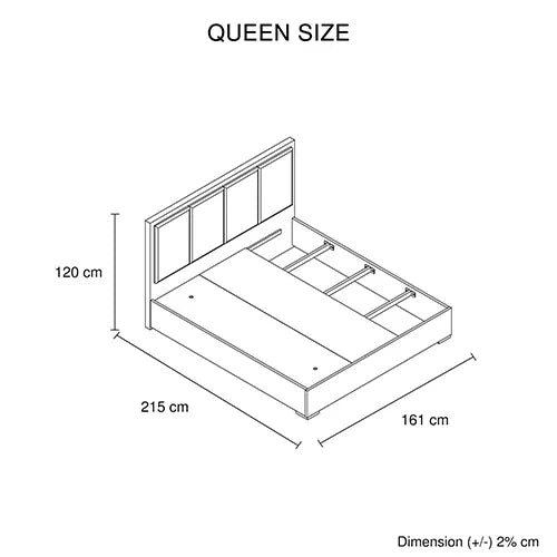 Queen Bed Frame Fabric Upholstery MDF in Cement Colour - Mekamart Australia
