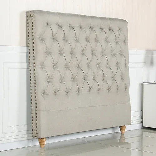 Bed Head Double Size French Provincial Headboard Upholsterd Fabric Beige - Mekamart Australia