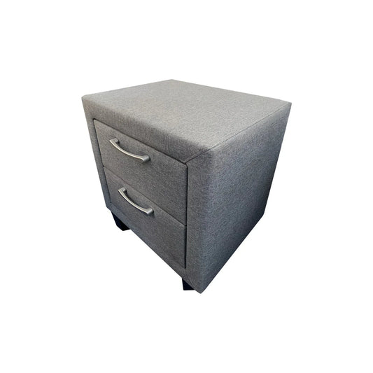 Bedside Table 2 drawers Night Stand Upholstery Fabric Storage in Light Grey Colour - Mekamart Australia