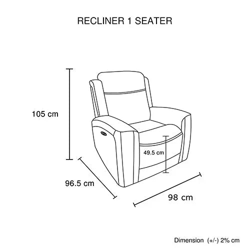 1 Seater Electric Air Leather Dark Grey Recliner - Mekamart Australia
