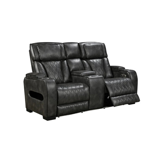 2 Seater Electric Air Leather Dark Grey Recliner - Mekamart Australia