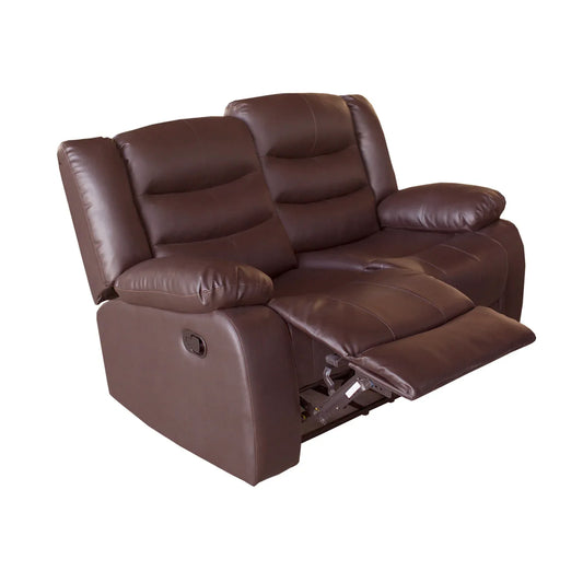 2 Seater Recliner Sofa In Faux Leather Lounge Couch in Brown - Mekamart Australia