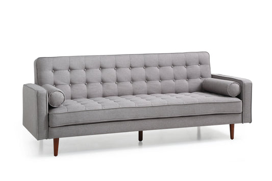 Sofa Bed 3 Seater Button Tufted Lounge Set for Living Room Couch in Fabric Grey Colour - Mekamart Australia