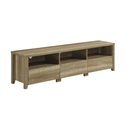 TV Cabinet 3 Storage Drawers with Shelf Natural Wood like MDF Entertainment Unit in Oak Colour - Mekamart Australia