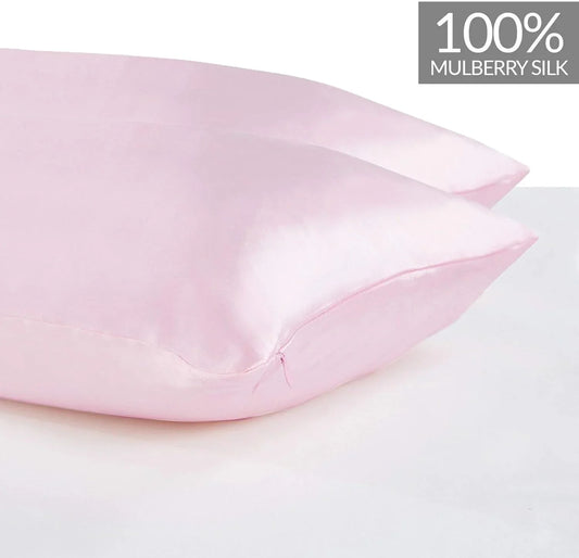 Luxury Pillowcase 2 Pack - 100% Pure Mulberry Silk on Both Sides - Pink - Mekamart Australia