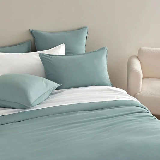 Vintage Washed Microfibre Quilt Cover Set (3Pcs) - Seafoam - Double Size - Mekamart Australia