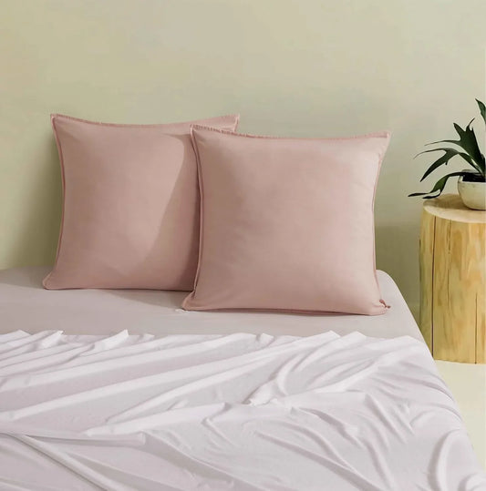 Twin Pack Vintage Washed Microfibre European Pillowcase (Pink, Square) - Mekamart Australia