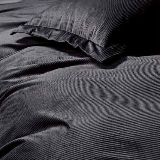 Set of 2 Super Soft Corduroy Velvet Standard Pillowcase - Charcoal - Mekamart Australia