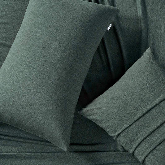 Set of 2 100% Jersey Cotton Soft Breathable Stretchy Standard Pillowcase - Forest Green - Mekamart Australia