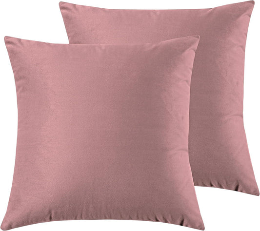 Twin-Pack Velvet Cushion Covers - Soft Microfibre Cushion Covers with Hidden Zipper (Blush, 45cm*45cm) - Mekamart Australia