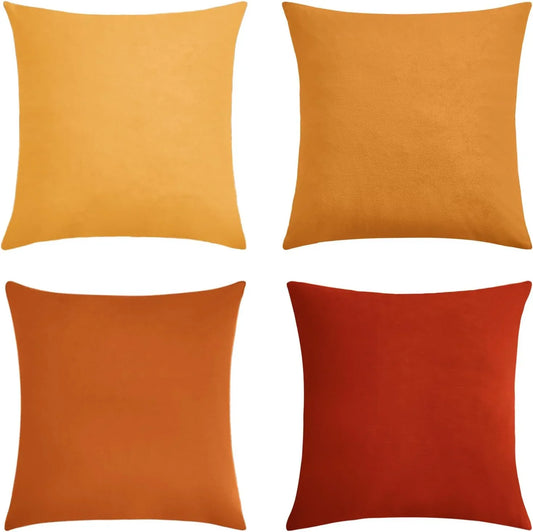 Velvet Cushion Covers - Ultra Soft Microfibre Velvet with Hidden Zipper - Gradient Yellow, 45cm*45cm (Pack of 4) - Mekamart Australia
