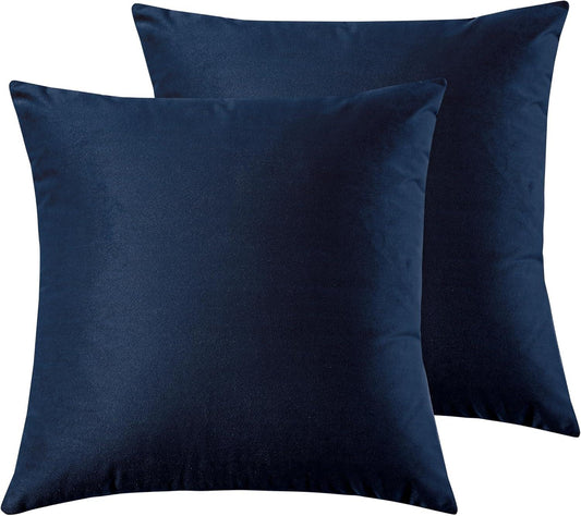Twin-Pack Velvet Cushion Covers - Soft Microfibre Cushion Covers with Hidden Zipper (Navy Blue, 45cm*45cm) - Mekamart Australia