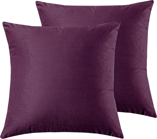 Twin-Pack Velvet Cushion Covers - Soft Microfibre Cushion Covers with Hidden Zipper (Plum, 45cm*45cm) - Mekamart Australia