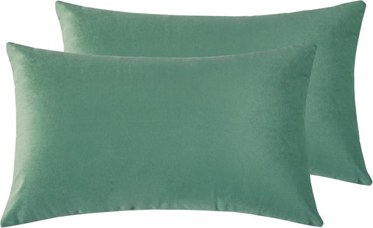 Twin-Pack Velvet Cushion Covers - Soft Microfibre Cushion Covers with Hidden Zipper (Sage, 30cm*50cm) - Mekamart Australia