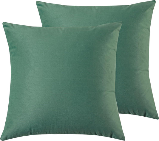 Twin-Pack Velvet Cushion Covers - Soft Microfibre Cushion Covers with Hidden Zipper (Sage, 65cm*65cm) - Mekamart Australia