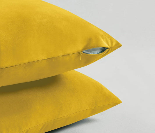 Twin-Pack Velvet Cushion Covers - Soft Microfibre Cushion Covers with Hidden Zipper (Yellow, 45cm*45cm) - Mekamart Australia