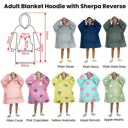 Blanket Hoodie with Sherpa Reverse Aqua Donuts - Mekamart Australia