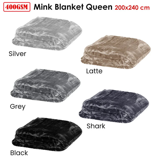 Soft Plain Faux Mink Blanket Queen Silver - Mekamart Australia