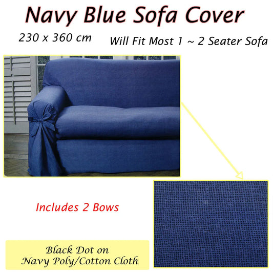 Navy Blue Dots Sofa Cover 1 to 2 Seater 230 X 360cm - Mekamart Australia