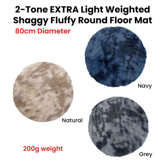 2-Toned Extra Light Weighted Shaggy Fluffy Floor Mat Grey - Mekamart Australia
