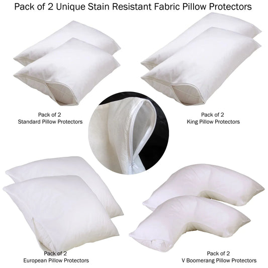 Set of 2 Stain Resistant Pillow Protectors King - Mekamart Australia