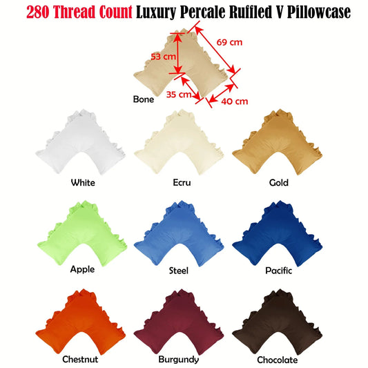 280TC Luxury Percale Ruffled V Pillowcase Chocolate - Mekamart Australia