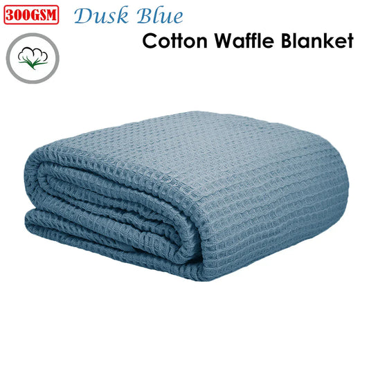 Cotton Waffle Blanket Dusk Blue Single - Mekamart Australia