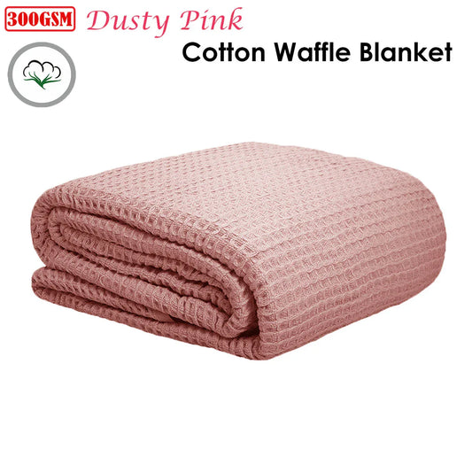 Cotton Waffle Blanket Dusty Pink King - Mekamart Australia