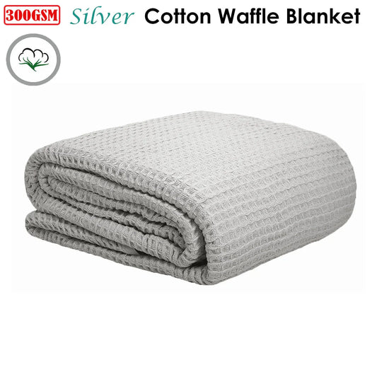 Cotton Waffle Blanket Silver Queen - Mekamart Australia