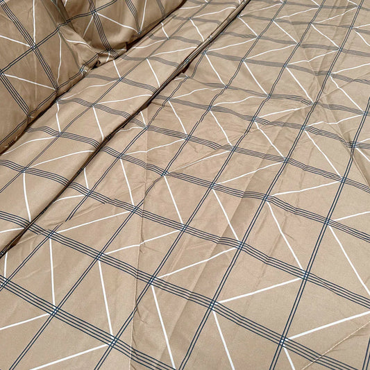 Hotel Living 3 Pce Light Weight Comforter Set Queen/King Oscar Chevron Checkers - Mekamart Australia