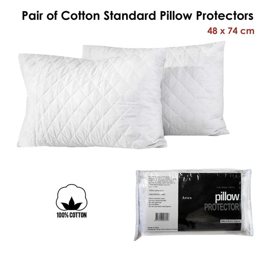 Artex Pair of Cotton Standard Pillow Protectors - Mekamart Australia