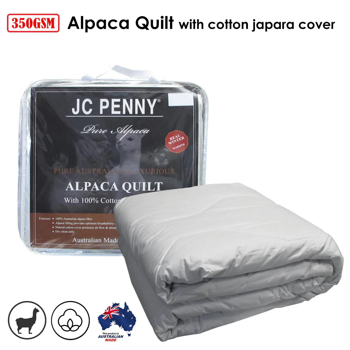 350GSM Alpaca Quilt with Cotton Japara Cover - King - Mekamart Australia