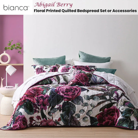 Bianca Abigail Berry Floral Printed Quilted Bedspread Set King - Mekamart Australia