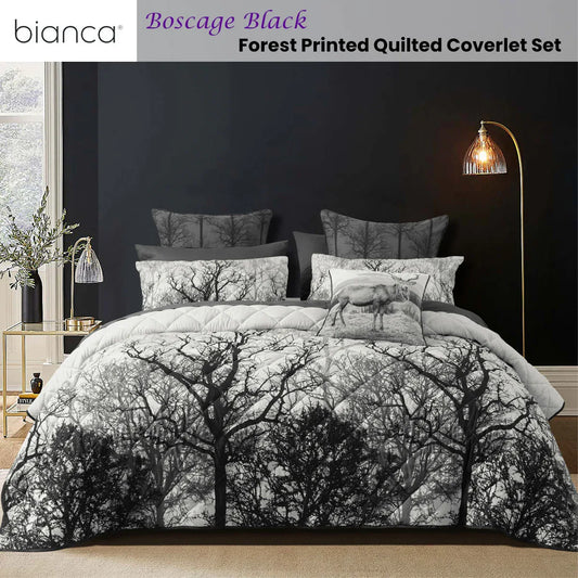 Bianca Boscage Black Forest Printed Quilted Polyester Coverlet Set Queen/King - Mekamart Australia