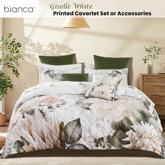 Bianca Giselle White Polyester Printed Floral Coverlet Set Single/Double