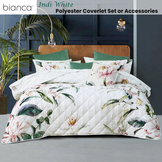 Bianca Indi White Polyester Coverlet Set Super King - Mekamart Australia