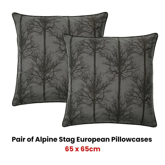 Bianca Pair of Alpine Stag Taupe European Pillowcases - Mekamart Australia