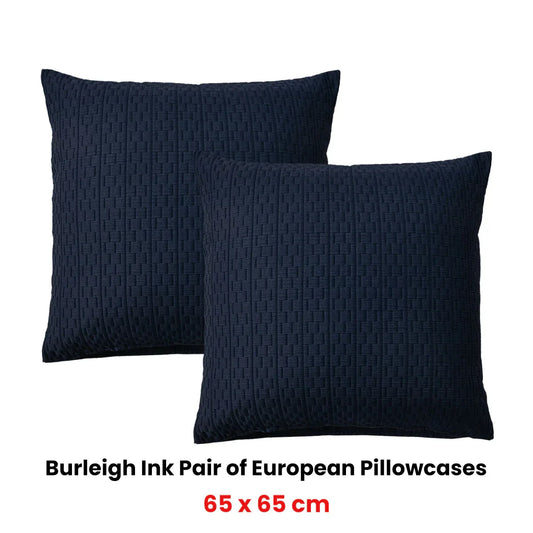 Bianca Pair of Burleigh Ink European Pillowcases 65 x 65cm - Mekamart Australia