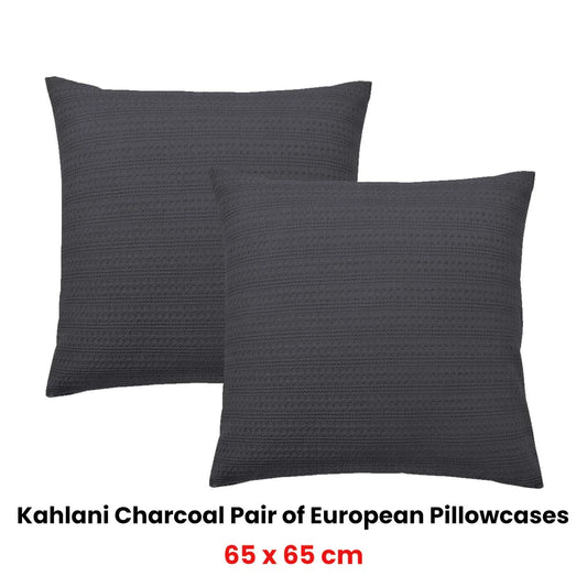 Bianca Pair of Kahlani Charcoal European Pillowcases 65 x 65cm - Mekamart Australia