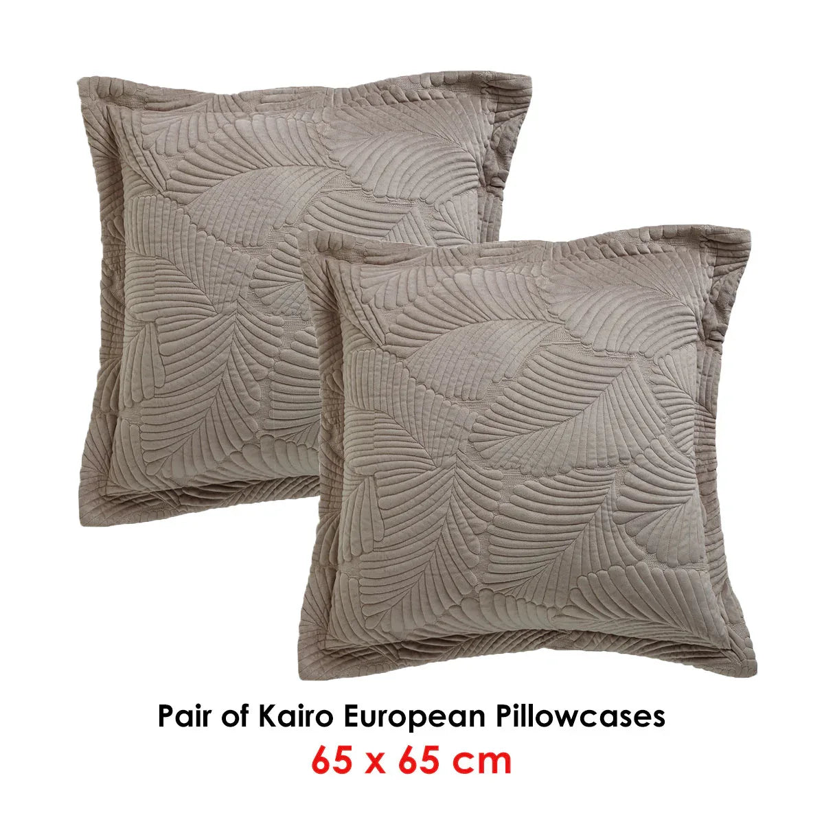 Bianca Pair of Kairo Taupe European Pillowcases - Mekamart Australia
