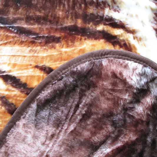 375gsm 1 Ply 3D Print Faux Mink Blanket Queen 200x240 cm Tiger Family - Mekamart Australia