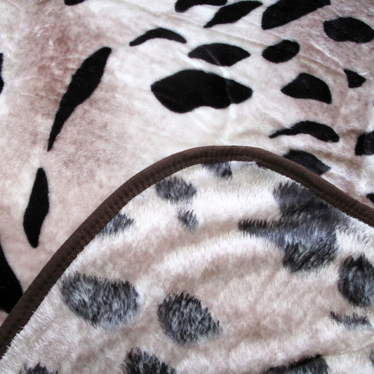 375gsm 1 Ply Animal Print Faux Mink Blanket Queen 200x240 cm Jaguar - Mekamart Australia