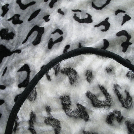 375gsm 1 Ply Animal Print Faux Mink Blanket Queen 200x240 cm Snow Leopard - Mekamart Australia