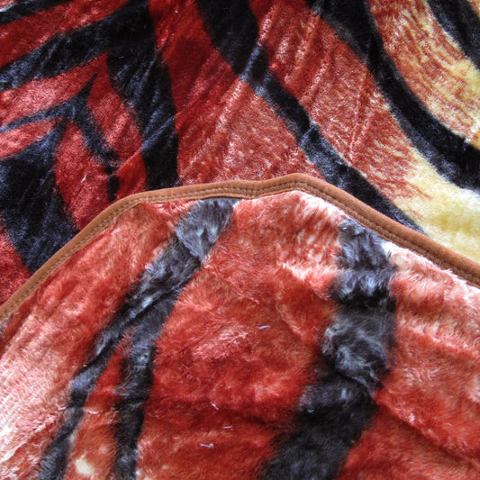 375gsm 1 Ply Animal Print Faux Mink Blanket Queen 200x240 cm Tiger - Mekamart Australia