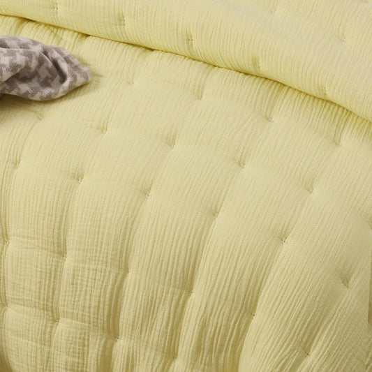 Vintage Design Homewares 3 Piece Hugo Cotton Gauze Quilted Comforter Set Butter King - Mekamart Australia