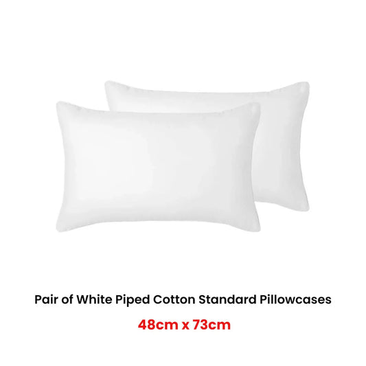 Accessorize Pair of White Piped Hotel Deluxe Cotton Standard Pillowcases - Mekamart Australia