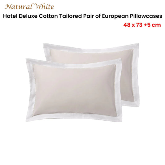 Accessorize Pair of White/Natural Tailored Hotel Deluxe Cotton Standard Pillowcases - Mekamart Australia